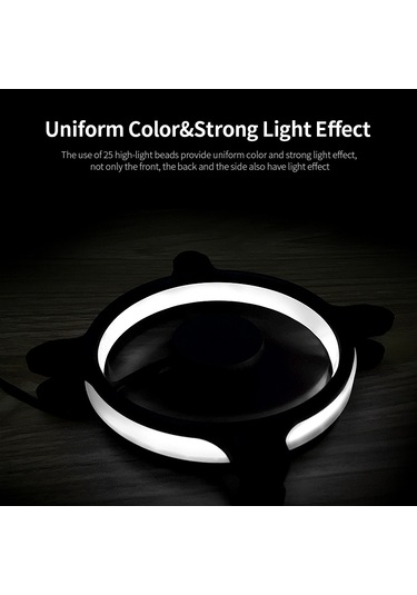 Jeehugo Jonsbo Eclipse Plus Beyaz 12cm Kasa Fanı, Led Işıklı, Hidrolik Rulman, 3pin+4pin Bağlantı, 1500rpm, 38.5cfm, 24db Siyah - Beyaz