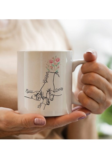 Bk Gift Kişiye Özel Anne-çocuklar El Tasarımlı Kupa Bardak -2, Anneye Hediye, Yeni Doğum Hediyesi Kobitmeyencom30287 Bk Gift