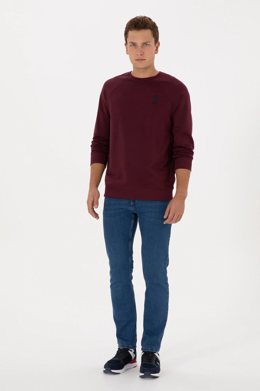 U.S. Polo Assn. Erkek Regular Fit Bisiklet Yaka Bordo Basic Sweatshirt 50308103-VR177 U.S. Polo Assn. Erkek Regular Fit Bisiklet Yaka Bordo Basic Sweatshirt 50308103-VR177