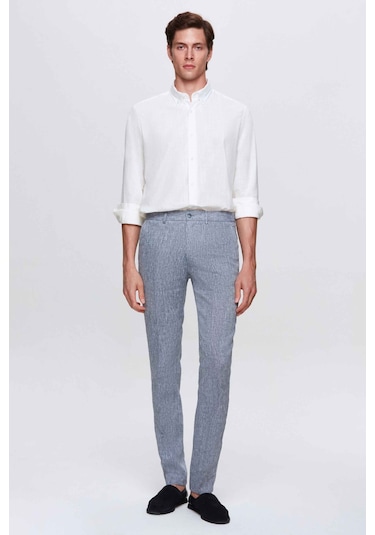 Ds Damat Slim Fit Lacivert Düz %100 Keten Jogger Pantolon 4hc03s2063230 101