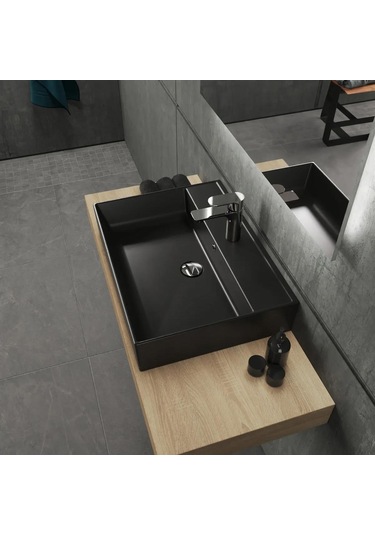 Aqua Bagno Plan Lavabo 60 x 45 CM Mat Siyah