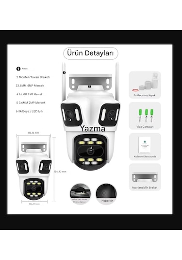 8k 16mp 8x Zoom Dış Mekan Kablosuz 360 Ip Kamera 3 Kameralı