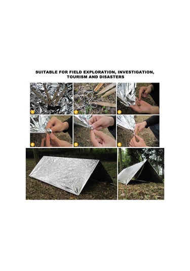 Moveevo Gümüş Yansıtıcı Acil Çadır - Isı Saklama, Rüzgar Ve Yağmurlardan Koruma - Taşınabilir Dış Mekan İhtiyaçları Diğer
