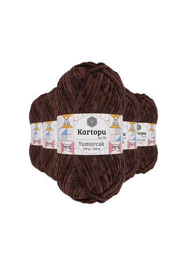 5 Adet Yumurcak Kadife El Örgü İpi Kahverengi K818