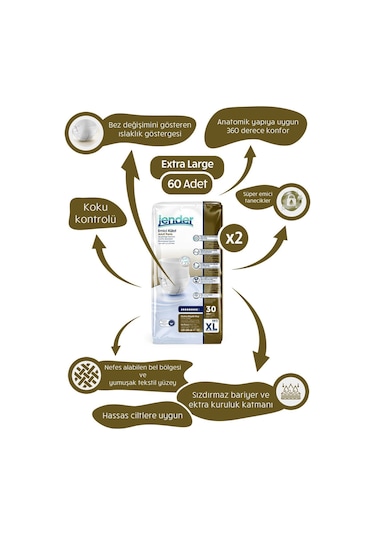 Ekstra Büyük Boy Xlarge Emici Külot Hasta Bezi 60 Adet XL