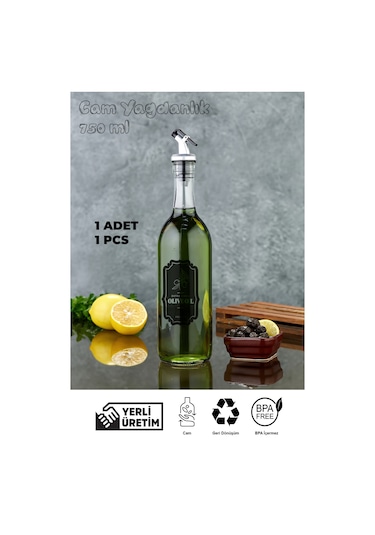 750 Ml Cam Yağdanlık - Yeşil Açık Yeşil