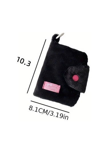 Elmpaly Siyah Fermuarlı Şık Kız Cüzdanı Anahtarlık Askılı Kelebek Fiyonk Detaylı Hafif