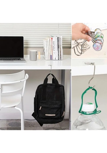 Askı Kaymaz Yüzey Estetik Tasarım Masaya Takılabilen Çanta Askısı Metal