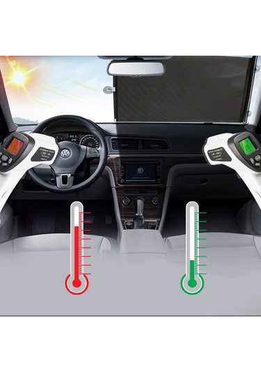 Dianziye Otomatik Genişletilebilir Ön Cam Güneşlik, Araç İçin Isı Ve Güneş Engeli, 58x125 Siyah Ağızlı, Dayanıklı Malzeme