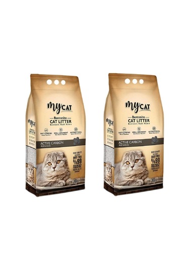 MyCat Aktif Karbonlu İnce Taneli Bentonit Kedi Kumu 2 x 10 L