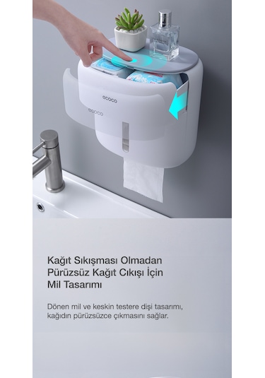 Ecoco Çekmeceli Dokunmatik Tuvalet Kağıdı Havlu Saklama Kutusu
