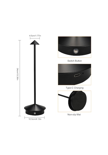 Springsun Neoglint Taşınabilir Led Masa Lambası Dokunmatik Kontrol 3 Renk Kademesiz Kısılabilir Masa Lambası Şarj Edilebilir Gece