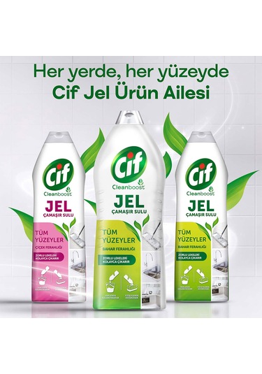 Cif Jel Tüm Yüzeyler için Çamaşır Suyu Katkılı Çiçek Ferahlığı 4 x 750 ML