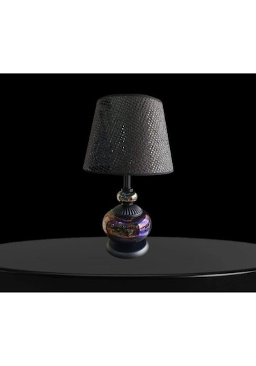 Athyra Abajur Siyah Sedef Siyah Şapkalı Siyah