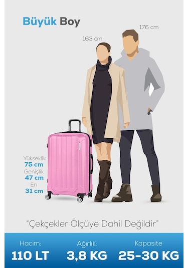 Spring Model Pembe Renk Büyük Boy Valiz Bavul Pembe