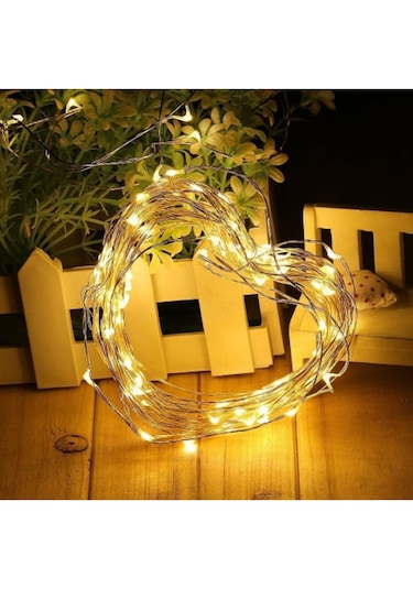 3Mt. Sarı Renkli Pilli Peri Led Dekoratif Süs Tel Led Işık