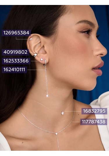 Miestilo 925 Ayar Gümüş Ve Zirkon Taşlarla Kulak Kıkırdağı Piercing 126965384 Beyaz