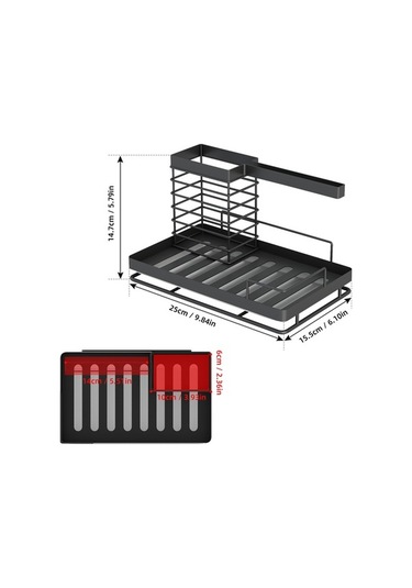 Mutfak Lavabo Düzenleyici Caddy Drenaj Tepsisi Sünger Fırça Bulaşık Bezi Tutucu Tezgah Rafı Pas Önleyici Yüzey İşlemi - Siyah Siyah