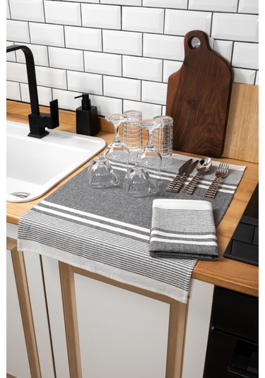 45x65, 2'li Kurulama Bezi, %100 Pamuk Yüksek Su Emici Gri