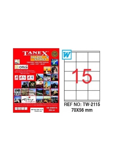 Tanex Tw-2115 70Mm X 56Mm Etiket 100 Tabaka
