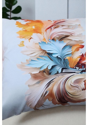 Sonbahar Esintisi Dijital Baskılı Kırlent Kılıfı - 40x40 Cm Ekru