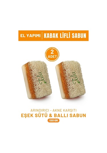 Tala %100 El Yapımı Doğal Kabak Lifli Ballı Eşek Sütü Sabunu 2'li Paket 120 Gr.x 2 Adet 585848382-2 Eşek Sütü