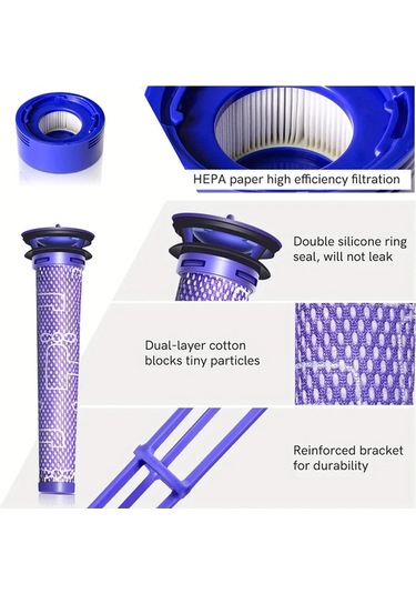 Honeybeeshop 6 Parça Set  V7 Animal V8 Absolute Yedek Filtre 3 Ön Filtre 3 Son Filtre 6 Adet