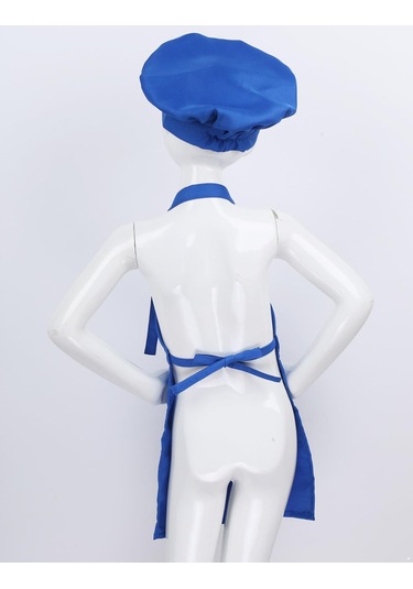 Siyah Çocuk Mutfak Yemek Pişirme Ve Pişirme Giyim Önlük Ve Cepli Şef Şapka Seti Çocuk Aşçı Kostümü L