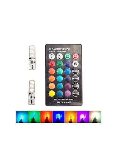 Extra Marketing Citroen Ds7 Uyumlu T10 Kumandalı Park Ampulü Rgb Çakarlı Park Modülü Kumandalı Ampül