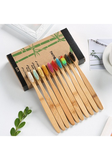 Suntek 10x Ahşap Diş Fırçası Yumuşak Kıllar Temizlik Için