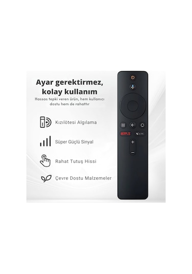 Polham Xiaomi Mi Box S 4k Android Tv Uyumlu Bluetooth Kumanda, Netflix Tuşlu Mi Box S 4k Kumanda