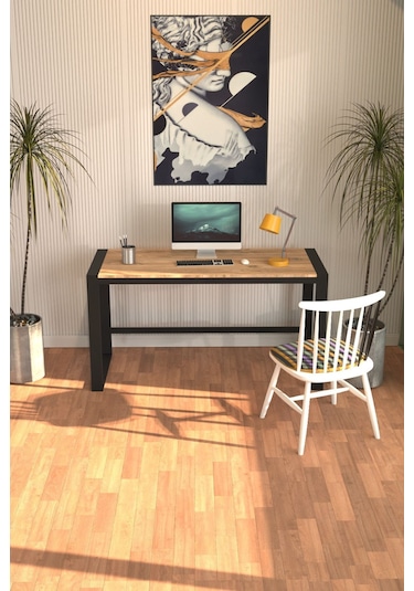 Dekopratikmarsilya Çalışma Masası Bilgisayar Masası Ofis Masası 122x55 Atlantik Çam Atlantik Çam  -  Siyah