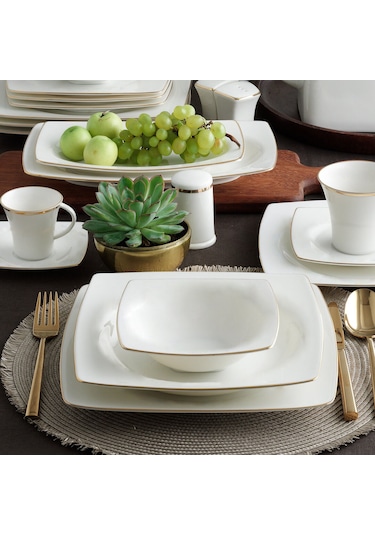 GÜRAL CAROLINE 85 PARÇA KARE BONE YEMEK TAKIMI - 20