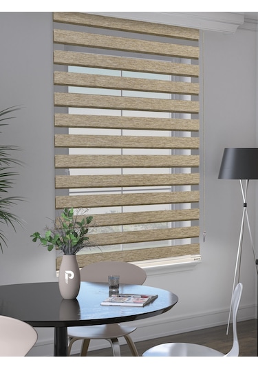 Br Perle Vizon Renk Bambu Stor Zebra Perde Yüksek Kalite Alüminyum Kasa Vizon