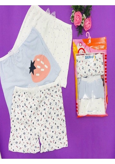 %95 Pamuk 3'lü Kız Çocuk Boxer-628 Çok Renkli