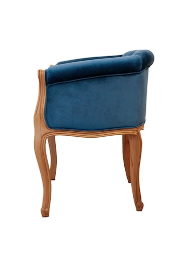 Hanelmobilya Hanel Mobilya Elizabeth Kapitoneli Tekli Koltuk Mavi Kadife Kumaş