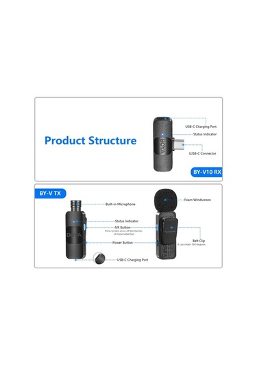 Ebitda Springsun Mikrofon By-v20 2.4g Kablosuz Mikrofon Sistemi, Klipsli Telefon Mikrofonu