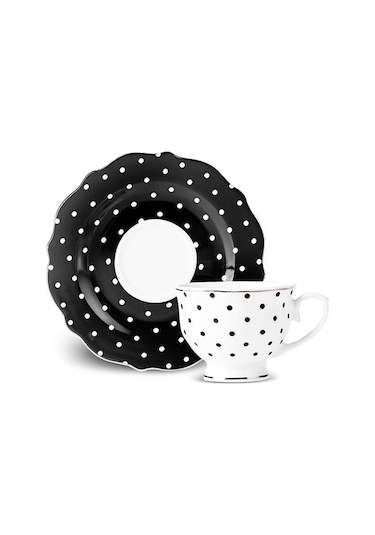 Karaca  New Romantic Puantiyeli Kahve Fincanı 90 ml Siyah