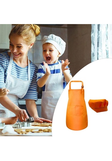 Suntek Çocuk Önlüğü Chef Şapka Seti Crafting Pişirme