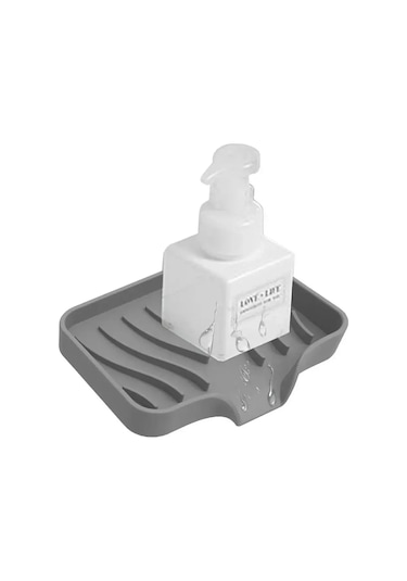 Teltree Pratik Silikon Sabunluk - Kendinden Süzme Tasarım, Banyo Ve Mutfak İçin Gri