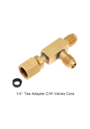 Klima Küresel Vanası 1/4 İnç Sae Adaptörü Ve 1/4 İnç Vanalar Çekirdek Hızlı Bağlantı Elemanı Erişim Tee, R134a Soğutucu Akışkan İçin