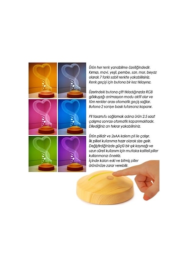 Anneler Günü Hediyesi Kalp Anneye Hediye Led Lamba Gecelambası