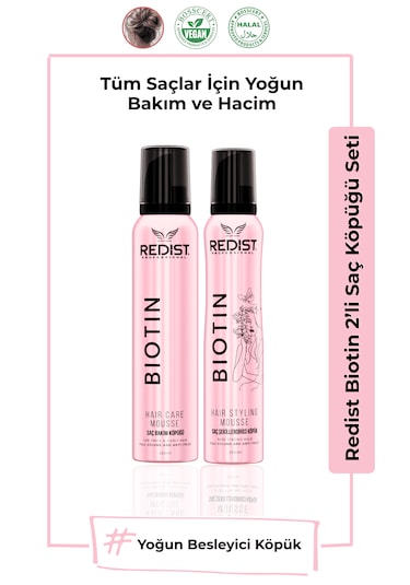 Redist Biotin Bakım + Şekillendirme Köpük Seti / İnce Telli Ve Hacimsiz Saçlar