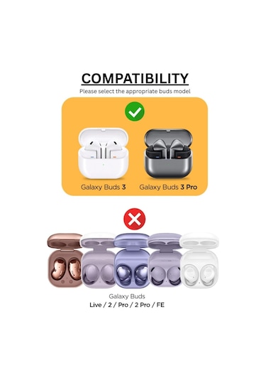 Samsung Galaxy Buds 3 Fe / Buds 3 Pro / Buds 3 İle Uyumlu Kılıf Kilitli Tpu Premium Matte Trip Case Siyah