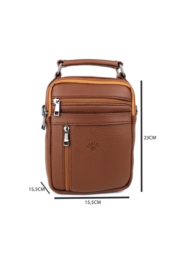 Erkek Taba Omuz Askılı Çok Bölmeli El Ve Omuz Çantası Taba