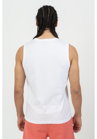 Maraton Sportswear Regular Erkek Bisiklet Yaka Kolsuz Basic Beyaz Atlet 21723-Beyaz