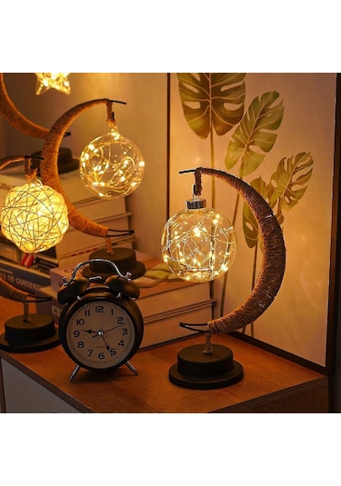 Lamba Hattı Rattan El Yapımı Kenevir Halat Ferforje Gece Lam Çok Renkli