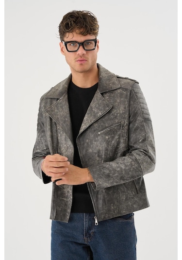 Ryder Gri Erkek Deri Mont Gri