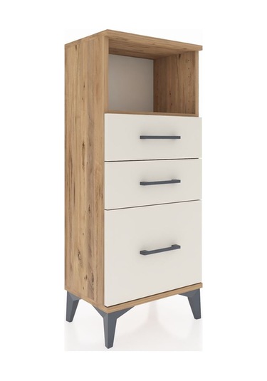 Arges Komodin Tek Raflı 3 Çekmeceli 44x30x106 Çam-aytaşı Çam