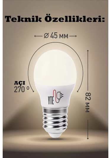 10 Adet Kaliteli Gün Işığı 6w Top Led Ampul E27 Duy